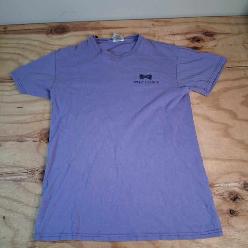 Simply Southern Womens Tee Sz S Purple Short Sleeve Shirt Summer Day Top Preppy
